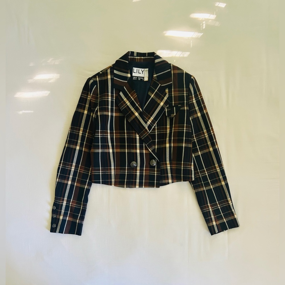Lily Plaid Cropped Blazer